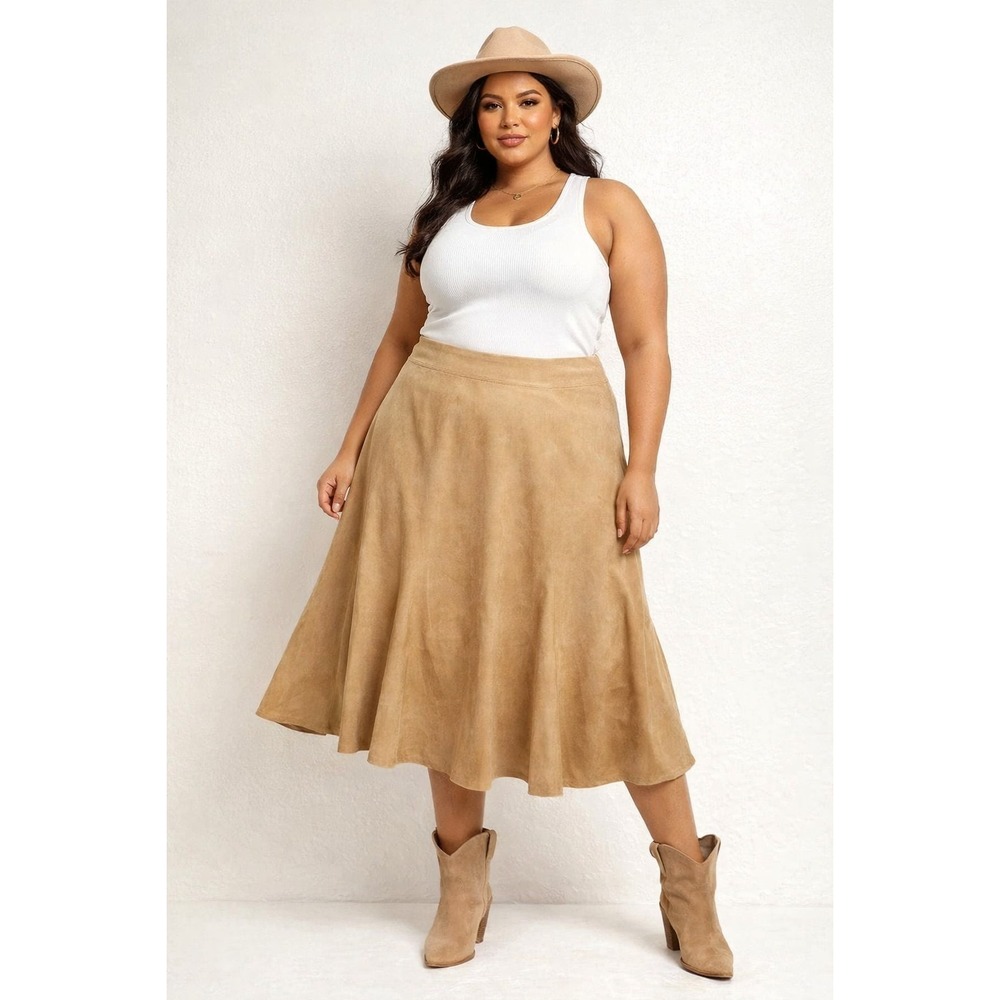 Judith Hart Women's faux suede skirt Sz 16W Back Zip A-line Western-core Lined - Picture 1 of 5